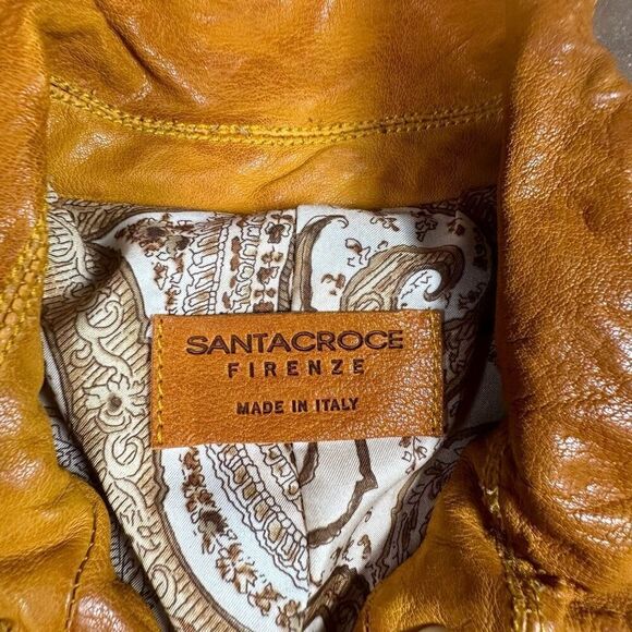 Santacroce Women’s Large Firenze Thick Genuine Italian Leather Jacket Orange NWT - Picture 5 of 9